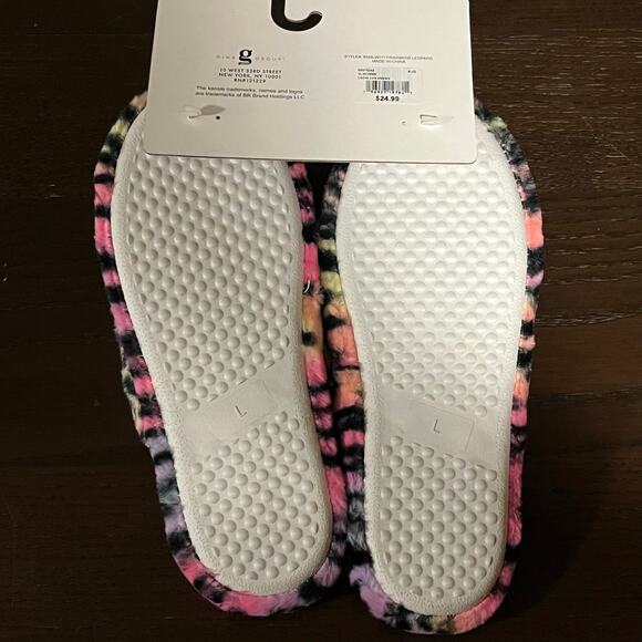 Kensie Animal Print Memory Foam Slippers Pink Rainbow Women's size 9 - Picture 4 of 7